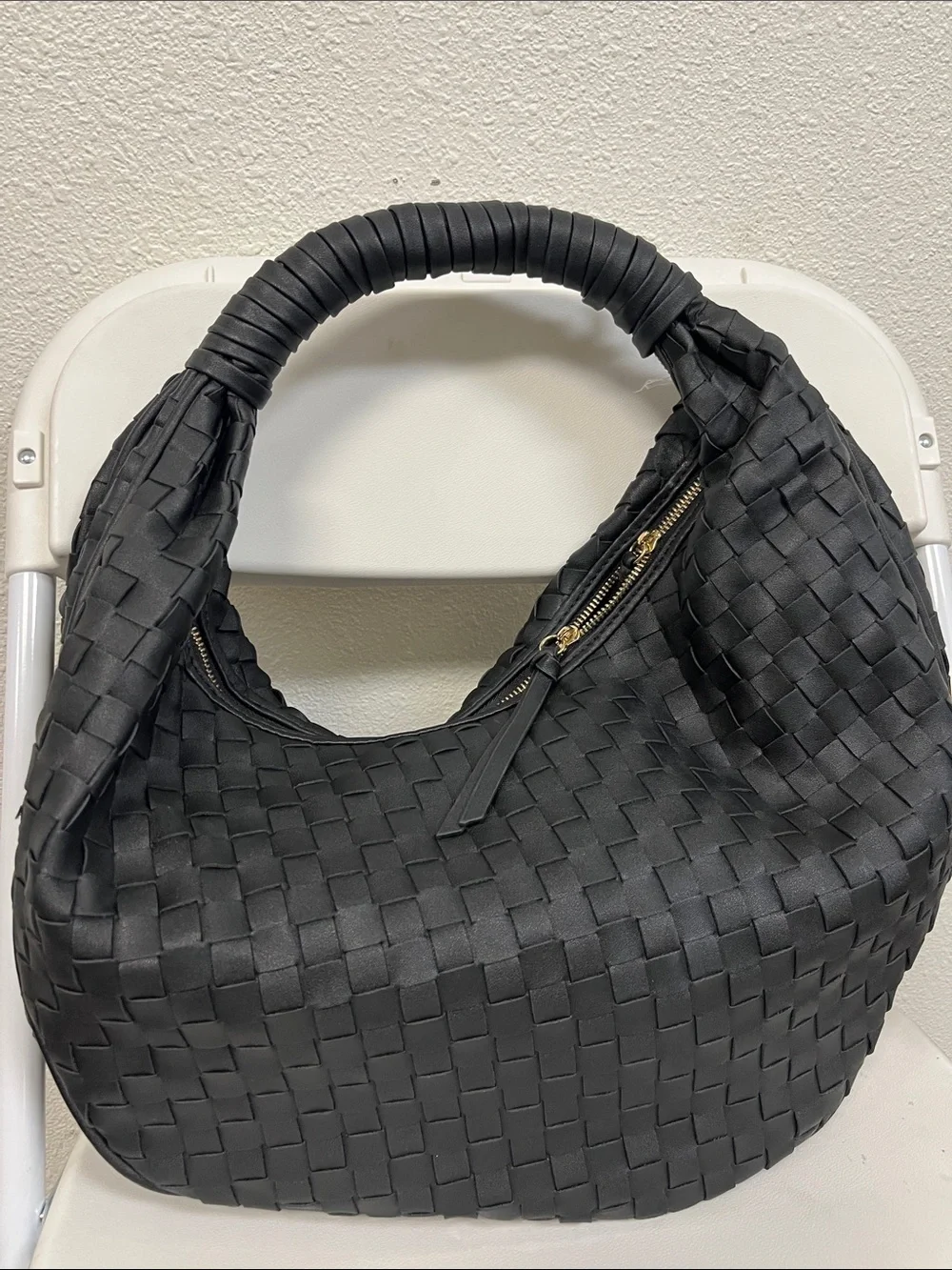 Black Woven Hobo Bag - Unbranded